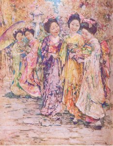 Die Promenade, Kyoto, Illustration aus My Magazine von Edward Atkinson Hornel
