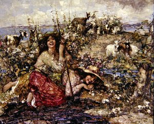 Wo Lerchen singen und Seevögel rufen von Edward Atkinson Hornel