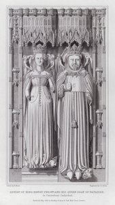 Abbild von König Heinrich IV. und seiner Königin Johanna von Navarra in der Kathedrale von Canterbury (Gravur) von Edward Blore