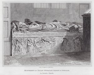 Monument von Brian Fitzalan, Baron von Bedale, in der Bedale Kirche (Gravur) von Edward Blore