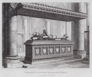 Monument von Edward dem Schwarzen Prinzen, in der Kathedrale von Canterbury (Gravur) von Edward Blore