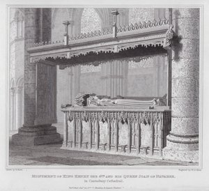Denkmal von König Heinrich IV. und seiner Königin Johanna von Navarra in der Kathedrale von Canterbury (Gravur) von Edward Blore
