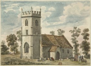 Unbekannte Kirche, vielleicht Compton Greenfield, ca. 1823 von Edward Cashin
