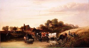 Der Wasserplatz, Szene in Devonshire von Edward Charles Williams