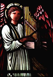 Engel mit einem tragbaren Orgel von Sir Edward Burne-Jones (1833-98) von Edward Coley Burne Jones