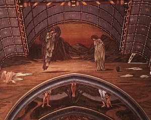 Die Verkündigung und Teil einer allegorischen Kreuzigung von Edward Coley Burne Jones