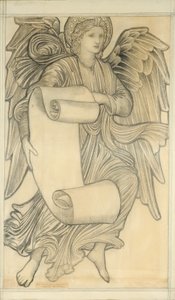 Engel mit Schriftrolle - Figur Nummer sieben, 1880 von Edward Burne Jones