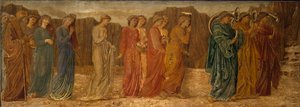Amor und Psyche - Palace Green Wandgemälde - Der König und andere Trauernde verlassen Psyche dem Monster von Edward Burne Jones