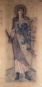 Fortitude: Entwurf für ein Buntglasfenster in der St. Cuthbert Kirche, Newcastle, ca. 1896 von Edward Burne Jones