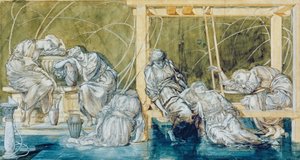 Studie für Der Gartenhof, aus der Briar Rose Serie von Edward Burne Jones