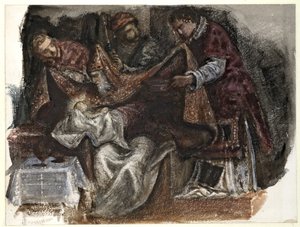 Studie nach Tintorettos Beschneidung in der Scuola Grande di San Rocco, 1862 von Edward Burne Jones