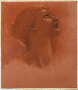 Studie des Kopfes eines Mädchens, nach oben rechts blickend, ca. 1871 von Edward Burne Jones