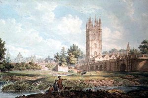Magdalen College und Brücke, Oxford, vom Fluss