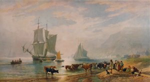Ein Sommerabend: Vieh an Land bringen von Edward Duncan