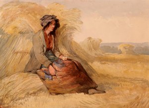 Eine junge Frau, die in einem Kornfeld ruht von Edward Duncan