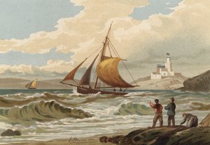 Fischerboote kehren zurück, Mumbles-Leuchtturm von Edward Duncan