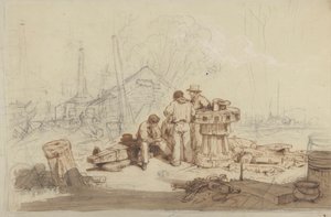 Studie von Fischern und Ausrüstung