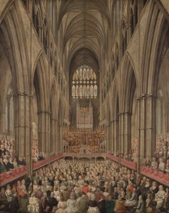 Innenansicht der Westminster Abbey bei der Gedenkfeier für Händel, vom Manager-Box aus gesehen