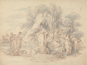 Telemachus und Mentor landen auf der Insel Kalypso