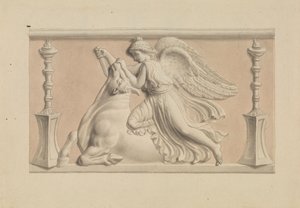 Geflügelte Figur, die einen Stier tötet von Edward Francis Burney