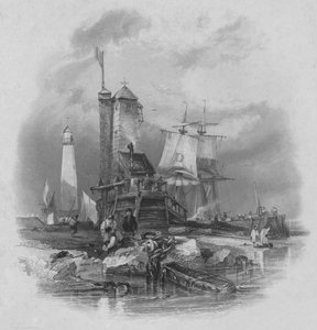 Sunderland: der Leuchtturm auf der Südmole, 1836 von Edward Francis Finden