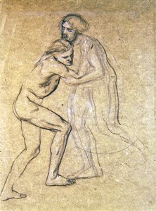 Studie von zwei nackten Männern, die sich umarmen, für Die Rückkehr des Verlorenen Sohnes, 1869