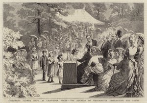 Kinderblumenschau im Grosvenor House, die Herzogin von Westminster verteilt die Preise von Edward Killingworth Johnson