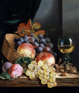 Stillleben mit Früchten und Haselnüssen