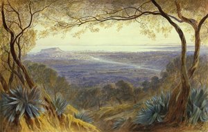 Ein entfernter Blick auf Nizza von den Hügeln von Edward Lear