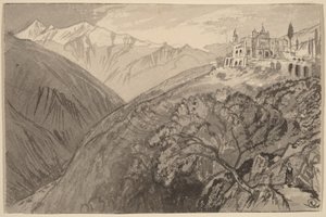Eine Stadt auf einem Hügel (Heiligtum von Lampedusa) von Edward Lear
