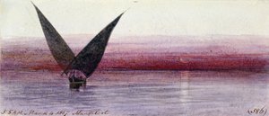 Ein ägyptisches Boot auf dem Nil, in Manfaloot (Ägypten) von Edward Lear