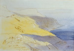 Küstenlandschaft, Eza, 1864 von Edward Lear