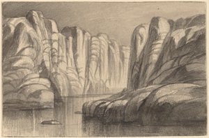Fluss, der durch eine Felsformation fließt, Philae, Ägypten, 1884-1885 von Edward Lear