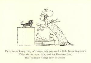 Es war eine junge Dame aus Korsika, die einen kleinen braunen Saucy-cur kaufte von Edward Lear