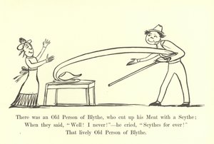 Es war ein alter Mann aus Blythe, der sein Fleisch mit einer Sense schnitt von Edward Lear