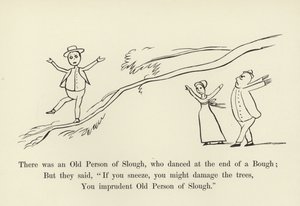 Es war eine alte Person aus Slough, die am Ende eines Astes tanzte von Edward Lear