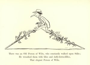 Es war eine alte Person aus Wilts, die ständig auf Stelzen ging von Edward Lear