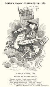 Karikatur: Alfred Austin, englischer Dichter und Herausgeber der National Review (Gravur) von Edward Linley (after) Sambourne