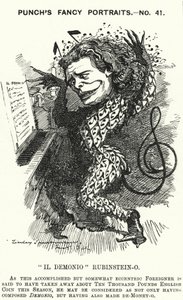 Anton Rubinstein, russischer Pianist, Komponist und Dirigent (Karikatur)