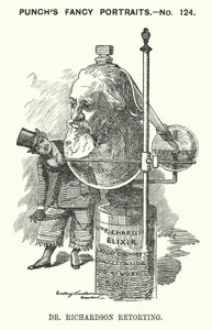 Karikatur von Punch: Benjamin Ward Richardson, englischer Arzt (Stich) von Edward Linley (after) Sambourne