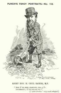 Punch-Karikatur: Henry Cecil Raikes, englischer konservativer Politiker (Stich) von Edward Linley (after) Sambourne
