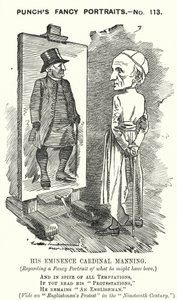 Punch-Karikatur: Henry Edward Manning, englischer Kardinal und katholischer Erzbischof von Westminster (Stich) von Edward Linley (after) Sambourne