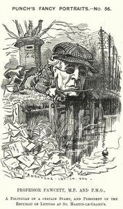 Punch-Karikatur: Henry Fawcett, englischer Politiker und Ökonom von Edward Linley (after) Sambourne