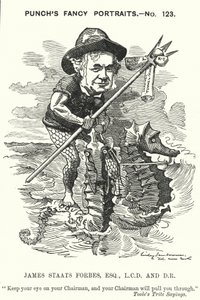 Punch-Karikatur: James Staats Forbes, schottischer Eisenbahningenieur und Administrator (Stich) von Edward Linley (after) Sambourne