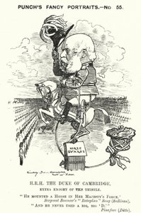 Punch-Karikatur: Prinz George, Herzog von Cambridge, britischer Soldat von Edward Linley (after) Sambourne