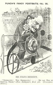 Karikatur von Punch: Sir Julius Benedict, deutschstämmiger Komponist und Dirigent (Stich) von Edward Linley (after) Sambourne