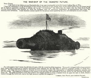 Punch-Karikatur: Das Kriegsschiff der (fernen) Zukunft von Edward Linley (after) Sambourne