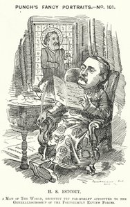 Thomas Hay Sweet Estcott, englischer Journalist und Redakteur (Karikatur) von Edward Linley (after) Sambourne