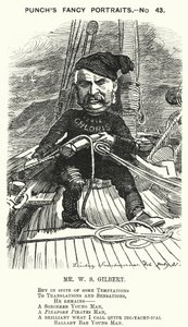 Punch-Karikatur: W. S. Gilbert, englischer Dramatiker und Librettist (Gravur)