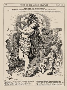 Unser Plädoyer für offene Räume. Punch, Juni 1883